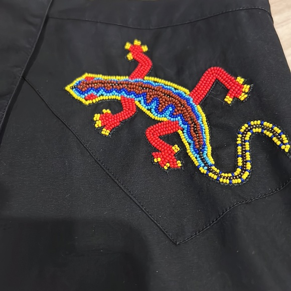 Ralph Lauren Purple label beaded Western shirt size M pearl snap buttons Cowboy - Picture 11 of 14